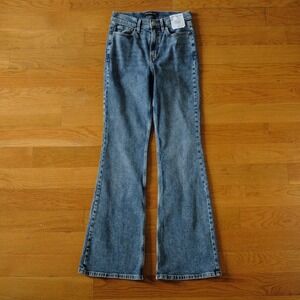 Calvin Klein Jeans High Rise Flare Denim Blue Size 26 Womens Straight Leg Y2K